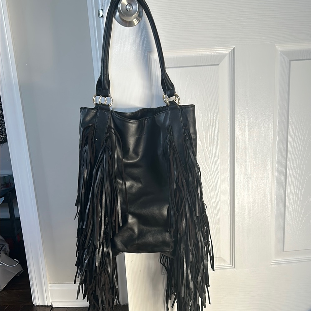 Urban Original Chic Black Fringe Handbag